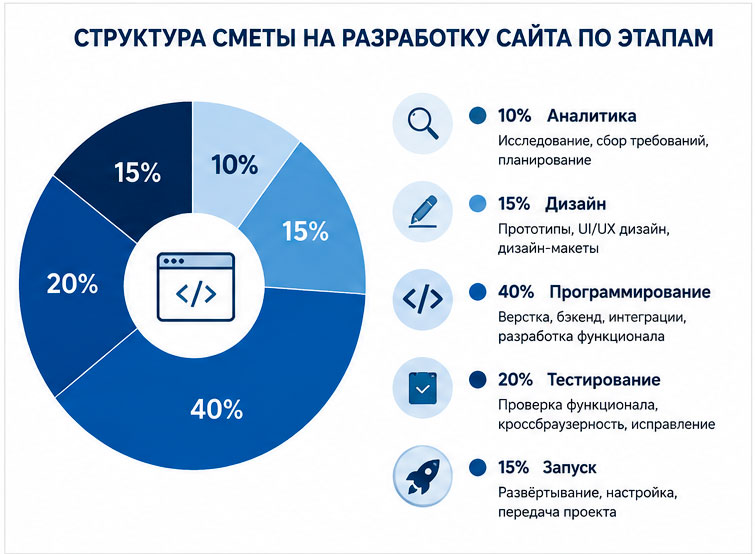 Структура сметы на разработку сайта по этапам