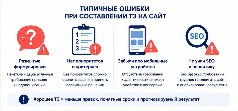 Типичные ошибки при составлении ТЗ на сайт