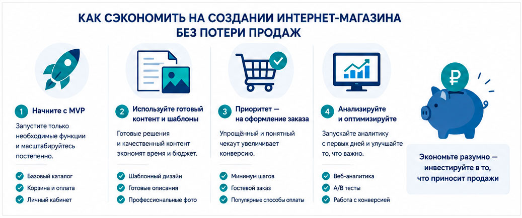 Как сэкономить на создании интернет-магазина без потери продаж